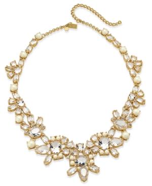 Kate Spade New York Gold-tone Crystal And White Imitation Pearl Collar Necklace