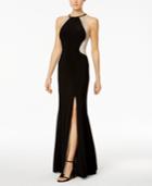 Xscape Sequined Illusion Halter Gown