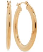Polished Flat Hoop Earrings In 10k Gold