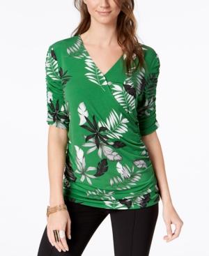Alfani Printed Faux-wrap Top, Created For Macy's