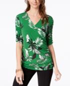 Alfani Printed Faux-wrap Top, Created For Macy's