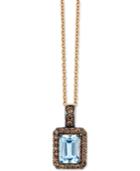 Le Vian Sea Blue Aquamarine (3/4 Ct. T.w.) & Diamond (1/5 Ct. T.w.) 18pendant Necklace In 14k Rose Gold