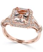 Effy Morganite (2-1/5 Ct. T.w.) And Diamond (1/3 Ct. T.w.) Ring In 14k Rose Gold