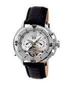 Heritor Automatic Lennon Silver Leather Watches 45mm