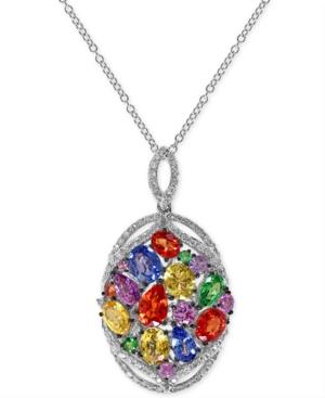 Effy Multi-stone (4 Ct. T.w.) And Diamond (1/3 Ct. T.w.) Pendant Necklace In 14k White Gold