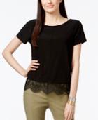 Cece Scalloped Lace-trim T-shirt