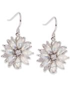 Nina Silver-tone Crystal & Stone Flower Drop Earrings