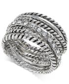 Inc International Concepts Silver-tone Textured Pave Statement Ring, Only At Macy's