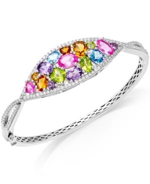 Multi-stone (7-1/3 Ct.t.w.) Oval Bangle Bracelet In Sterling Silver