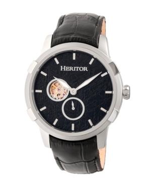 Heritor Automatic Callisto Silver & Black Leather Watches 45mm