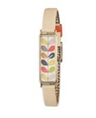 Orla Kiely Watch, Cream Leather Strap With Buckle Closure