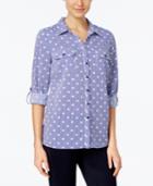 Ny Collection Petite Printed Utility Shirt