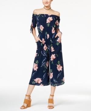 Fire Juniors' Printed Off-the-shoulder Jumpsuit