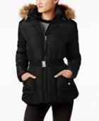 Rampage Faux-fur-trim Belted Puffer Coat, A Macy's Exclusive
