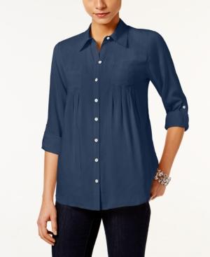 Style & Co Petite Roll-tab Shirt, Only At Macy's