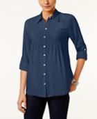 Style & Co Petite Roll-tab Shirt, Only At Macy's