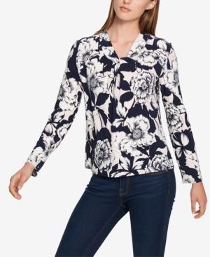 Tommy Hilfiger Printed Cross-neck Top, Created For Macy's