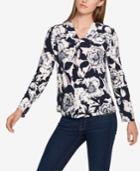 Tommy Hilfiger Printed Cross-neck Top, Created For Macy's