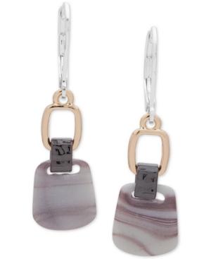 Nine West Tri-tone & Stone Double Drop Earrings
