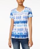 Karen Scott Henley T-shirt, Watercolor Stripe Print