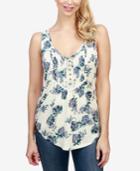 Lucky Brand Floral-print Crochet-trim Tank Top