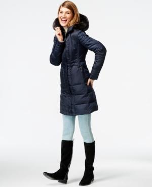 Vince Camuto Faux-fur-trim Quilted Walker Coat