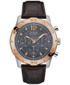 Guess Men's Chronograph Brown Leather Strap Watch 46mm U0864g1