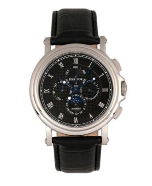 Heritor Automatic Kingsley Silver & Black Leather Watches 46mm