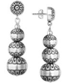 American West Decorative Bead Drop Earrings In Sterling Silver