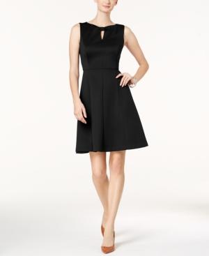 Ellen Tracy Scuba Keyhole Fit & Flare Dress