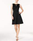 Ellen Tracy Scuba Keyhole Fit & Flare Dress