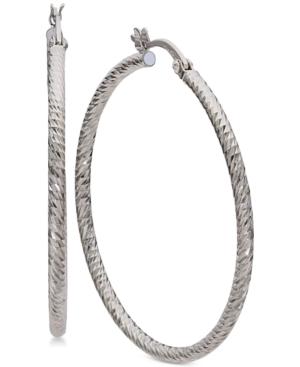 Giani Bernini Large Textured Hoop Earrings In Sterling Silver, Created For Macy's
