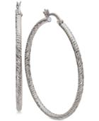 Giani Bernini Large Textured Hoop Earrings In Sterling Silver, Created For Macy's