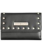 Tommy Hilfiger Studded Pebble Leather Medium Flap Wallet