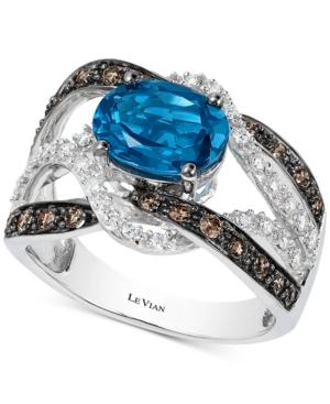 Le Vian London Blue Topaz (2 Ct. T.w.) & Diamond (5/8 Ct. T.w.) Statement Ring In 14k White Gold