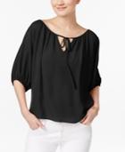 Inc International Concepts Tie-front Peasant Top, Only At Macy's
