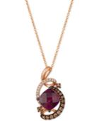 Le Vian Raspberry Rhodolite (1-3/4 Ct. T.w.) & Diamond (3/8 Ct. T.w.) 18 Pendant Necklace In 14k Rose Gold