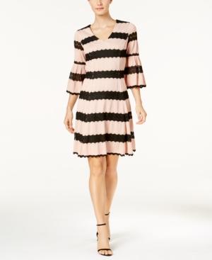Taylor Lace-stripe Bell-sleeve Dress