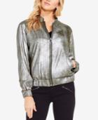 Two By Vince Camuto Foiled Ponte-knit Bomber Jacket