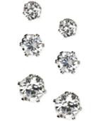 Anne Klein Silver-tone Glass Stone Stud Earring