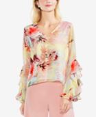 Vince Camuto Faded Bloom Ruffle-sleeve Top