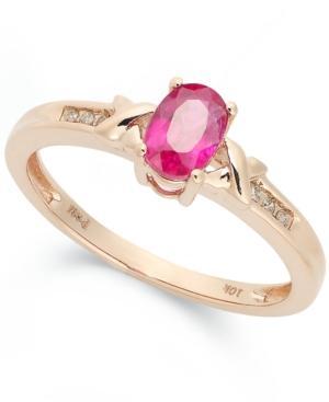 10k Rose Gold Ring, Ruby (1/2 Ct. T.w.) And Diamond Accent Double X Ring