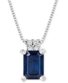 Sapphire (1-1/6 Ct. T.w.) And Diamond Accent Pendant Necklace In 14k White Gold