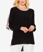 Vince Camuto Contrast-trim Cold-shoulder Blouse