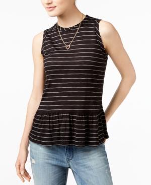 Maison Jules Striped Peplum Top, Created For Macy's