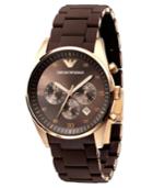 Emporio Armani Men's Brown Silicone-wrapped Gold-tone Stainless Steel Bracelet Watch Ar5890