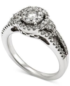 Diamond Halo Engagement Ring (3/4 Ct. T.w.) In 14k White Gold