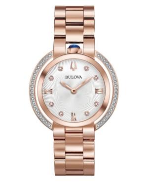Bulova Women's Rubaiyat Diamond (1/4 Ct. T.w.) Rose Gold-tone Stainless Steel Bracelet Watch 35mm