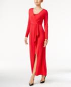 Thalia Sodi Draped Lace-trim Gown, Only At Macy's