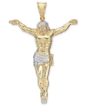 Two-tone Christ Crucifix Pendant In 14k Gold & White Gold